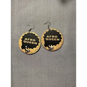 Large African American Wood Earrings‎